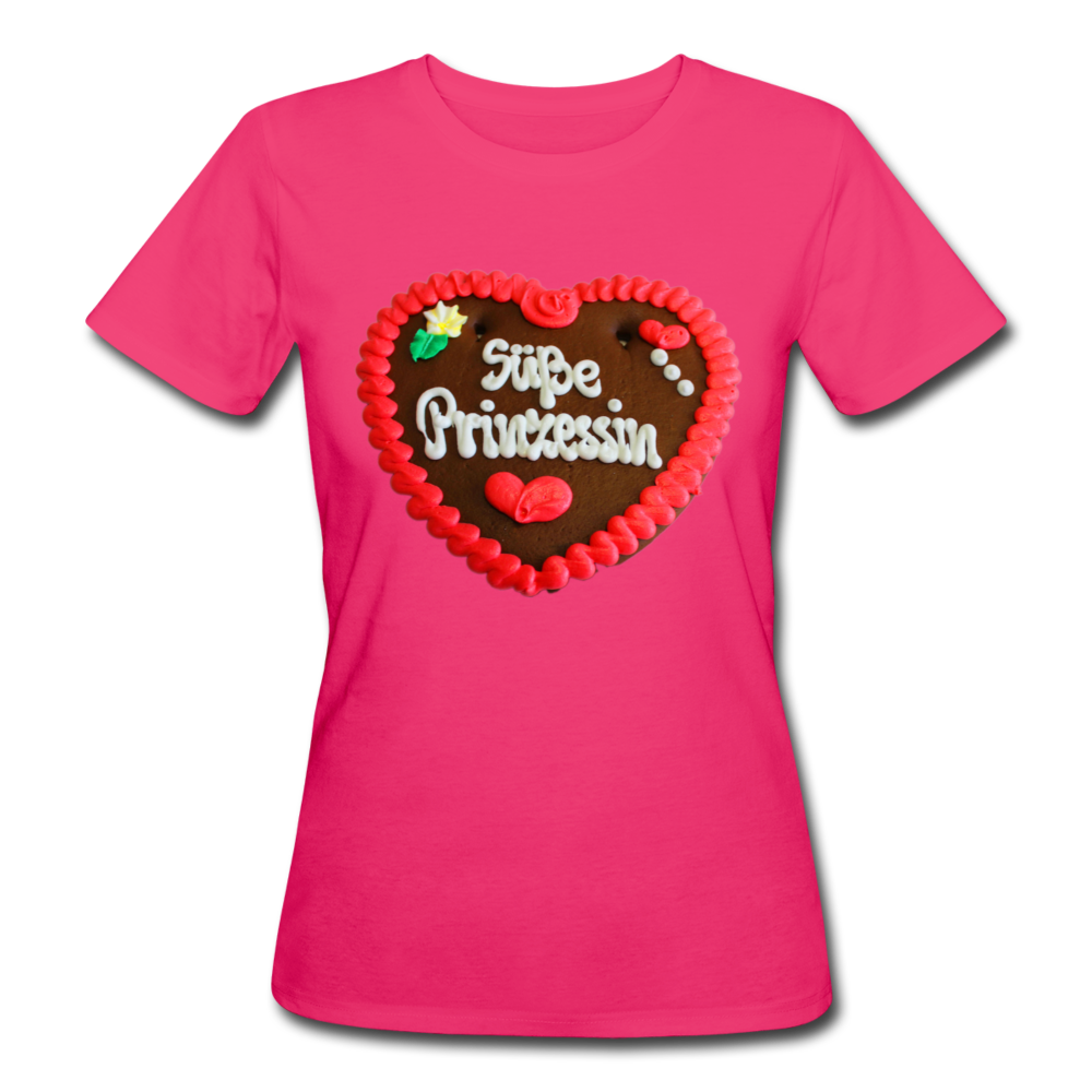 Damen - Frauen Bio-T-Shirt Lebkuchenherz Süße Prinzessin - Neon Pink