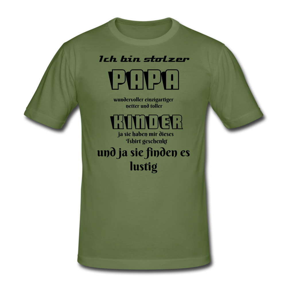 Herren Männer Gildan Heavy T-Shirt stolzer Papa Kinder lustiger Spruch - Militärgrün