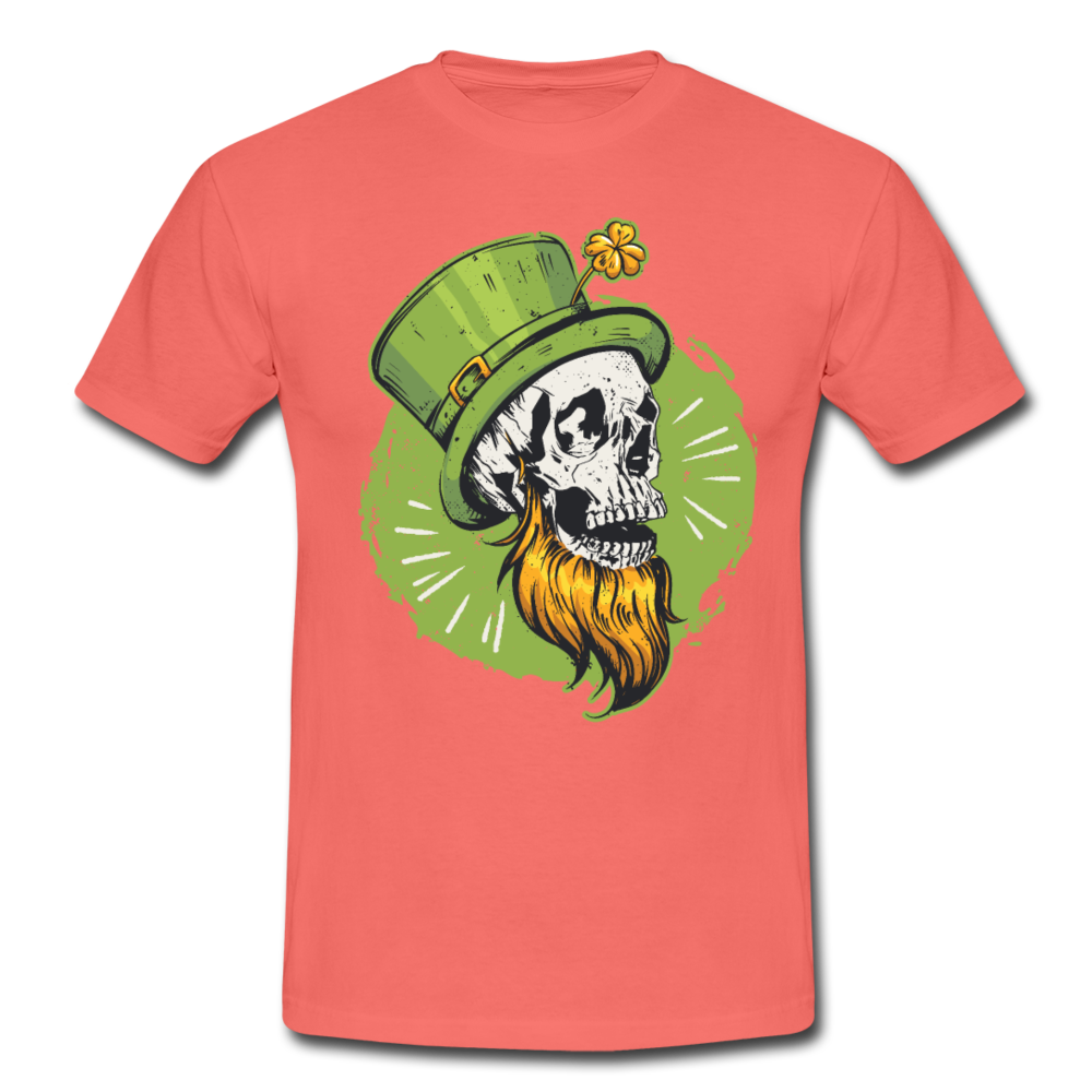 Herren - Männer T-Shirt  St.Patrick Schädel - Koralle
