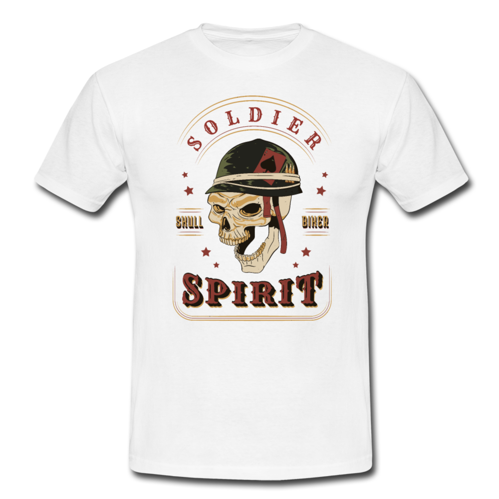 Herren - Männer T-Shirt Soldier -Soldat-Totenkopf  Biker- Motorradfahrer - Weiß