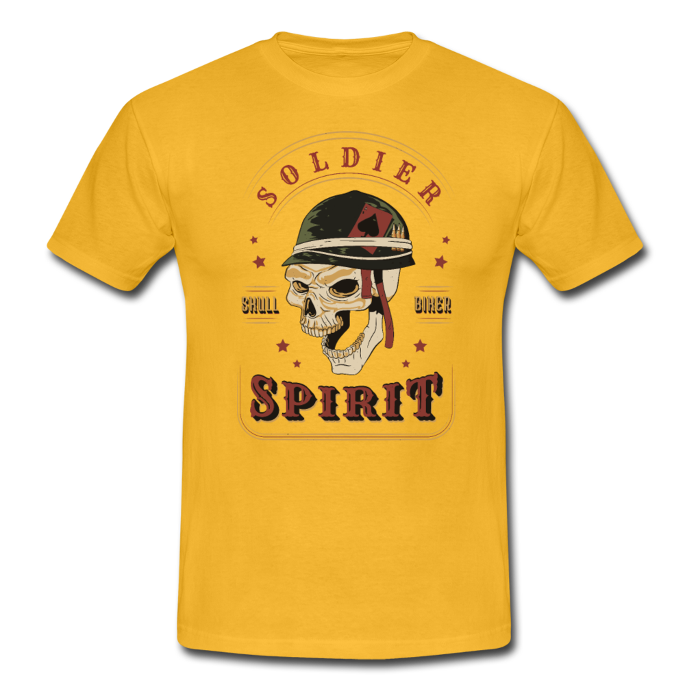 Herren - Männer T-Shirt Soldier -Soldat-Totenkopf  Biker- Motorradfahrer - Gelb