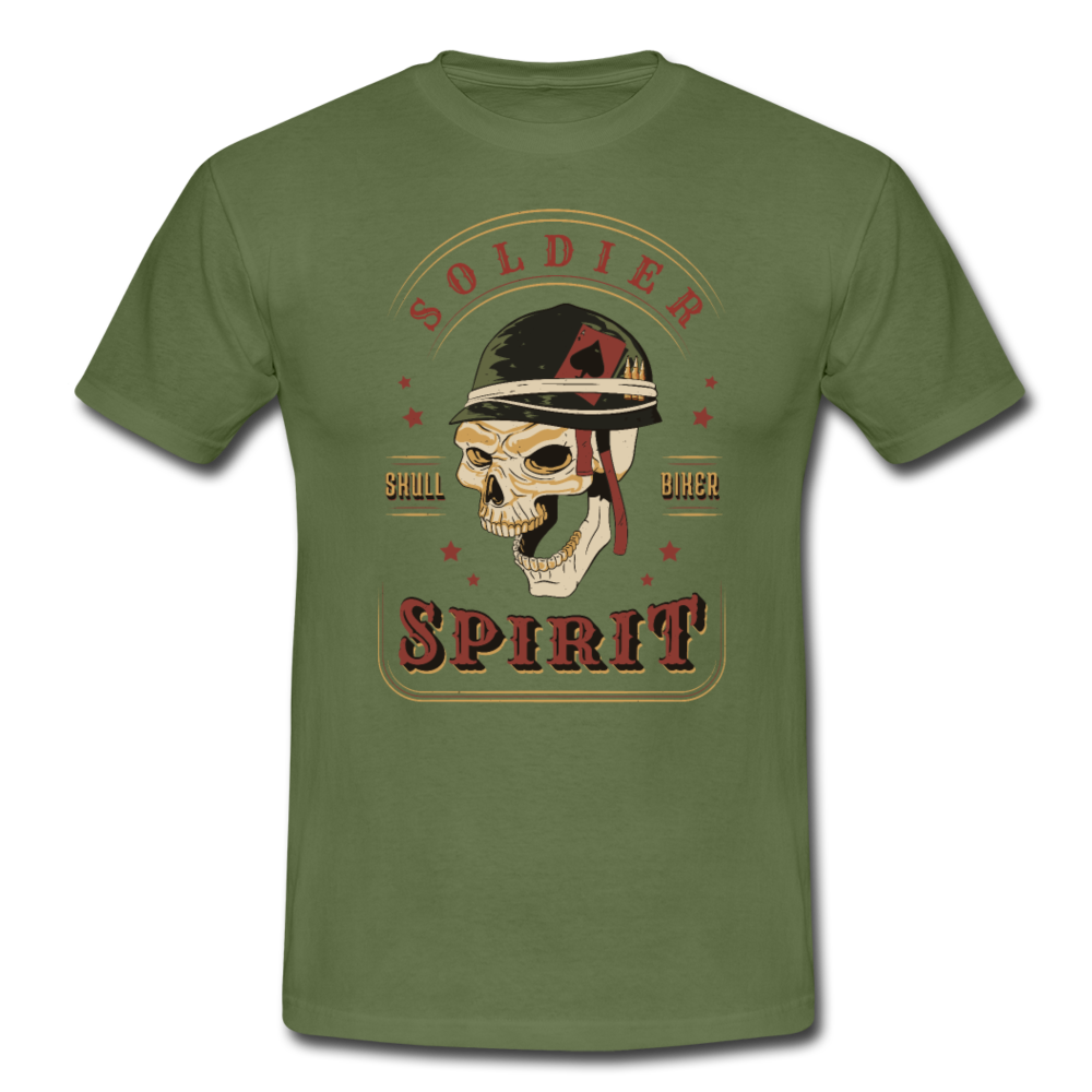 Herren - Männer T-Shirt Soldier -Soldat-Totenkopf  Biker- Motorradfahrer - Militärgrün