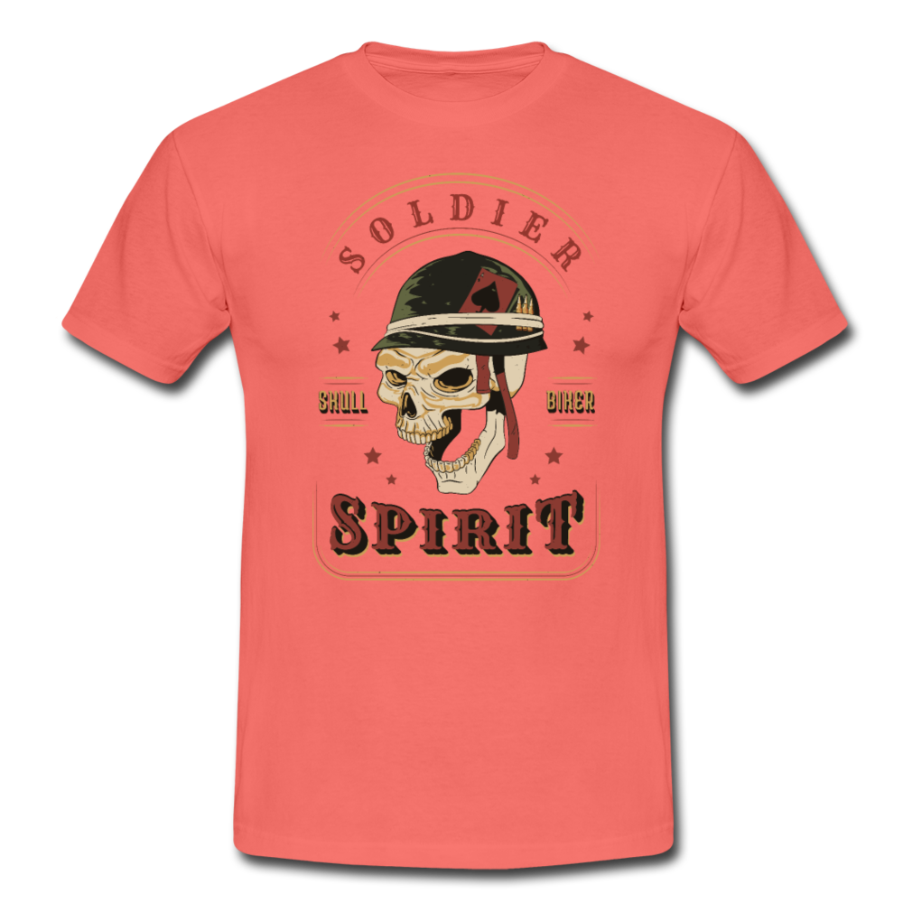 Herren - Männer T-Shirt Soldier -Soldat-Totenkopf  Biker- Motorradfahrer - Koralle