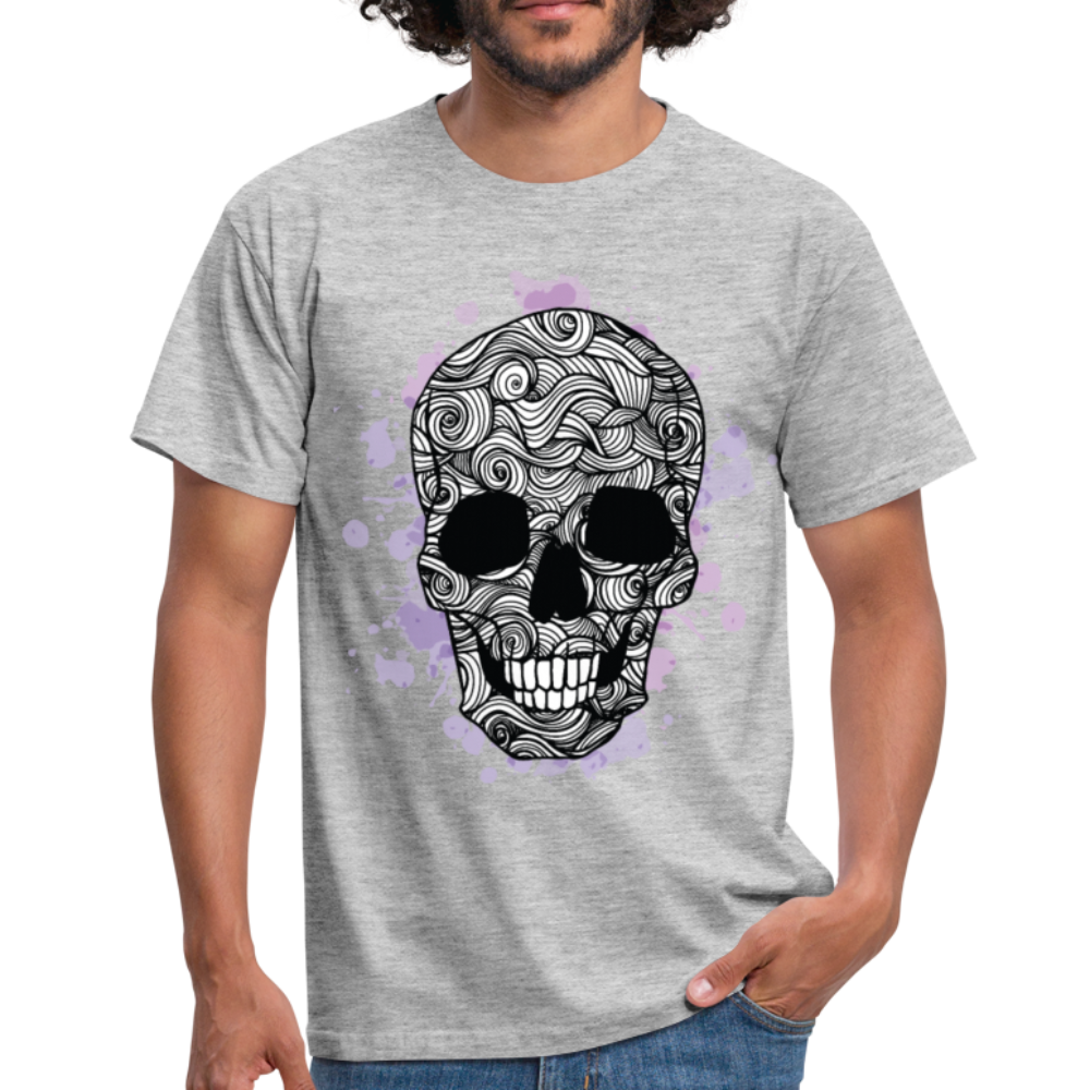 Herren - Männer T-Shirt  Totenkopf Design - Grau meliert