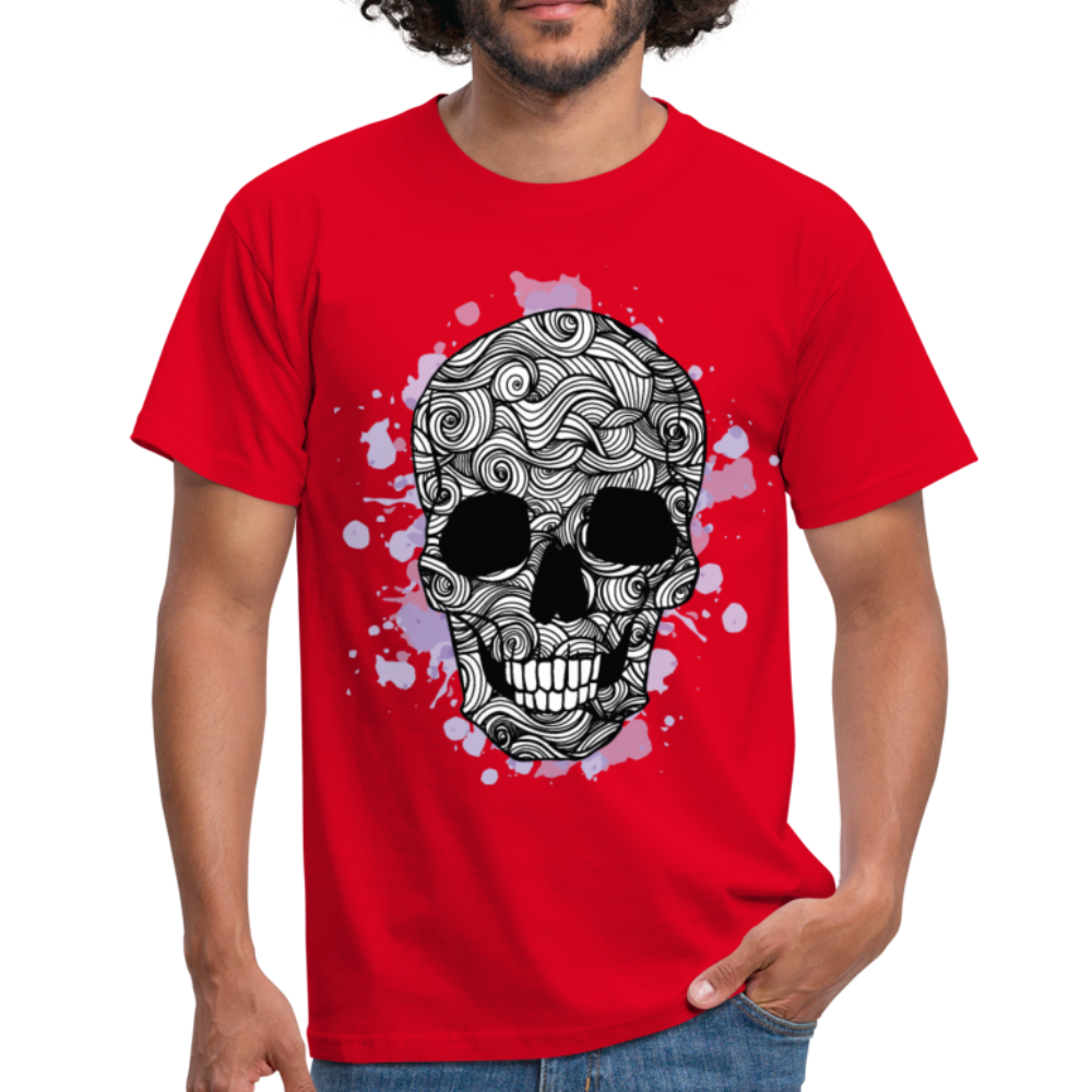Herren - Männer T-Shirt  Totenkopf Design - Rot