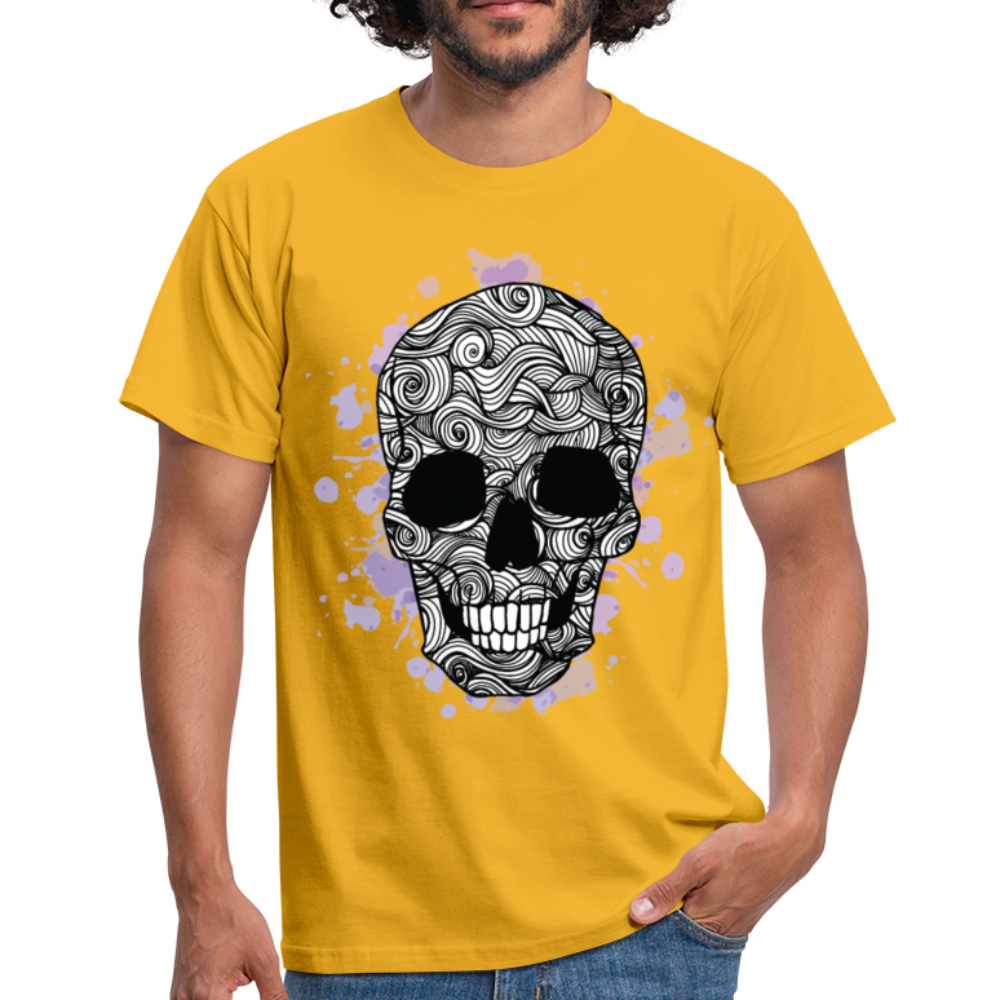 Herren - Männer T-Shirt  Totenkopf Design - Gelb