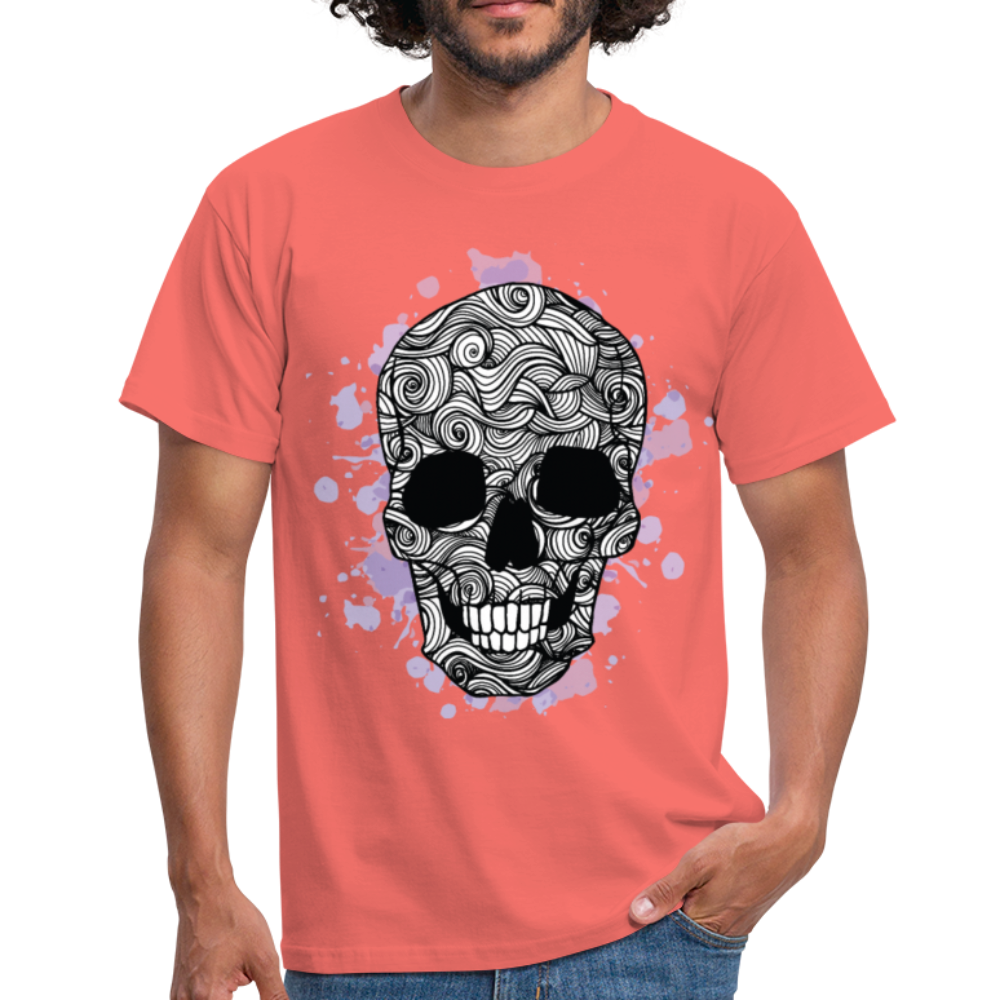 Herren - Männer T-Shirt  Totenkopf Design - Koralle