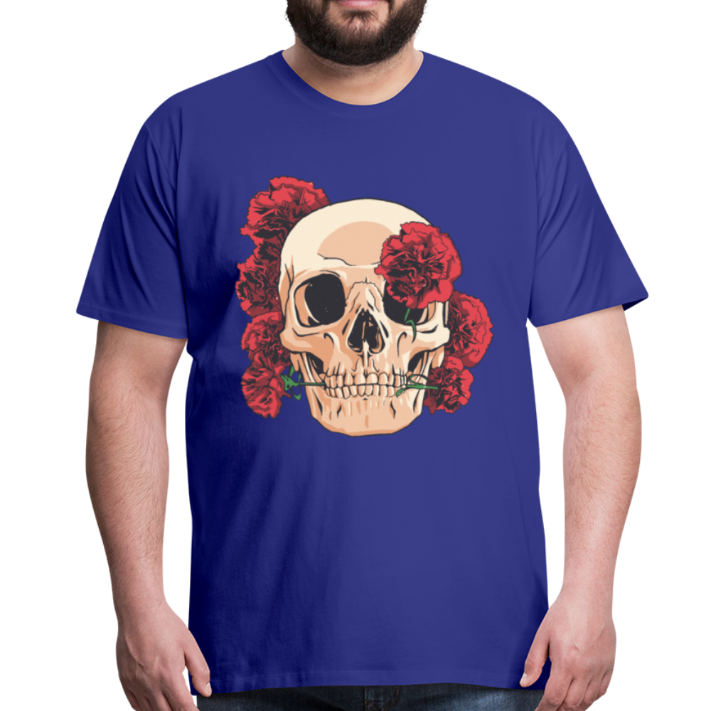 Herren - Männer Premium T-Shirt Totenkopf mit Rosen Design - Königsblau