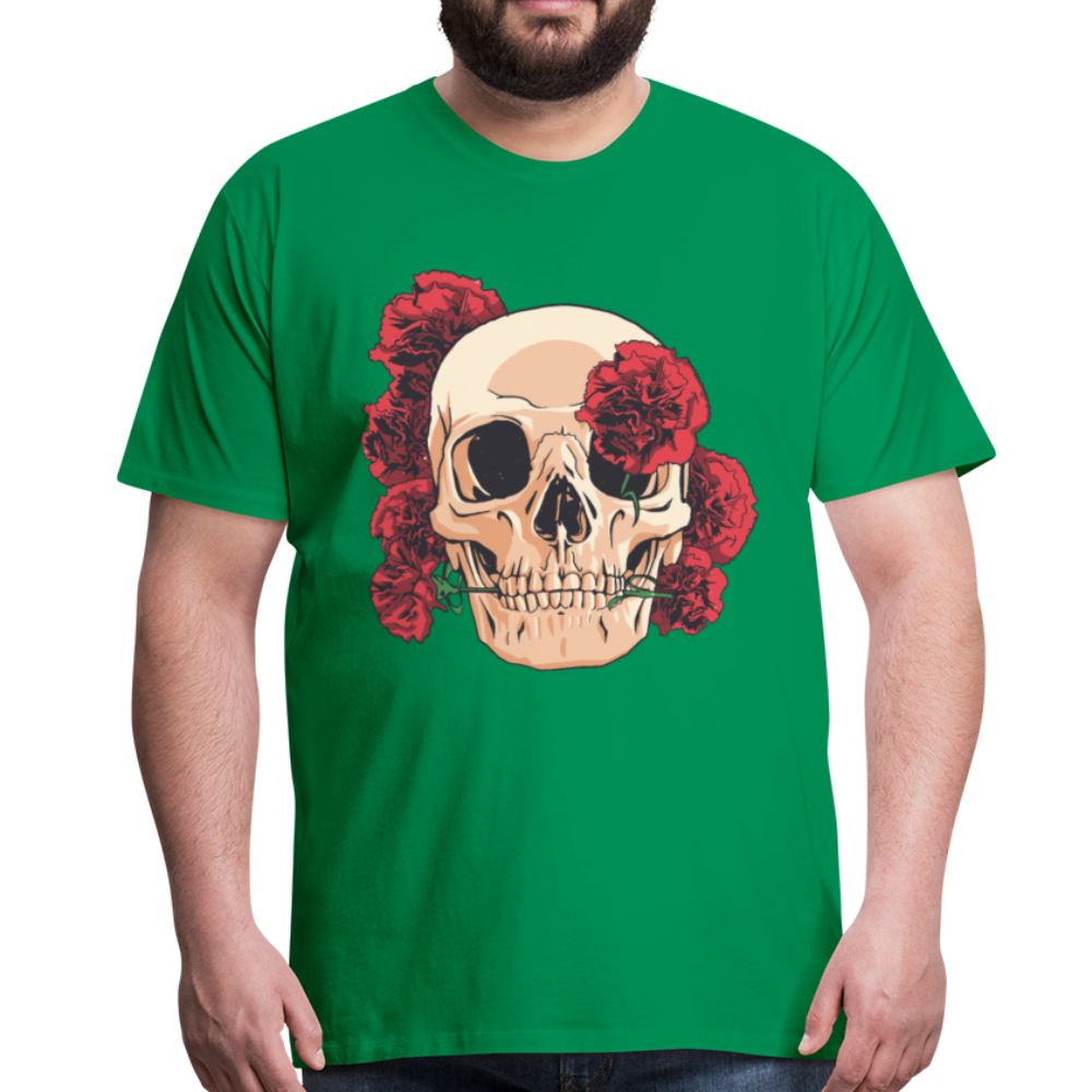 Herren - Männer Premium T-Shirt Totenkopf mit Rosen Design - Kelly Green