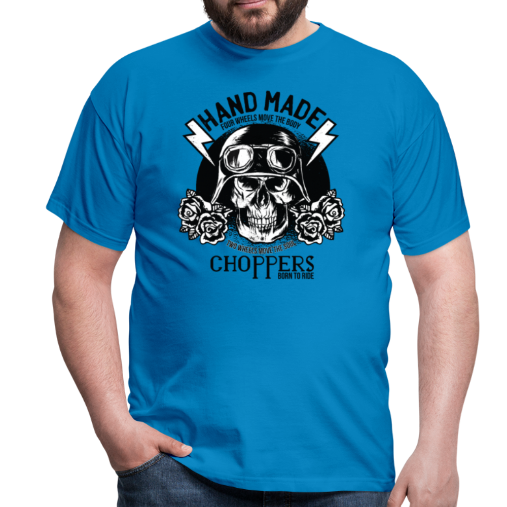 Herren - Männer T-Shirt Motorrad Totenkopf - Royalblau