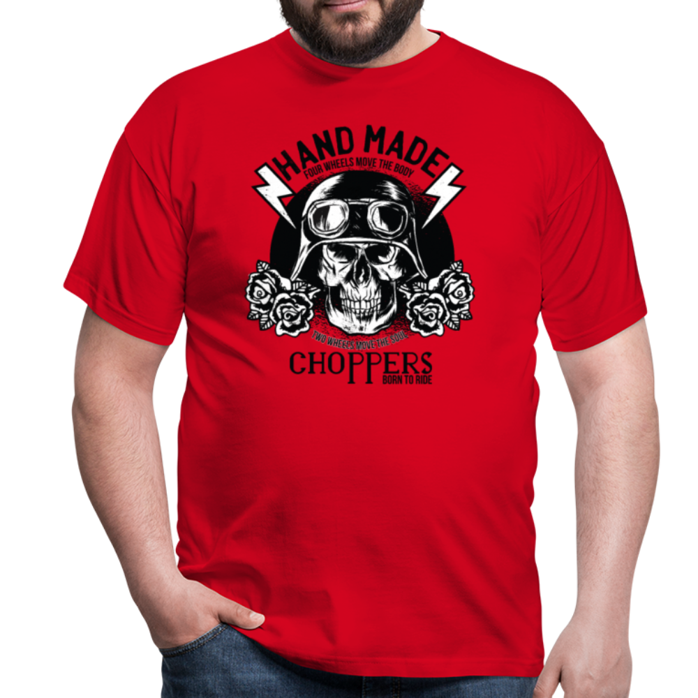 Herren - Männer T-Shirt Motorrad Totenkopf - Rot
