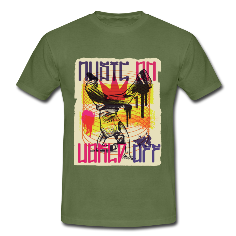 Herren Männer T-Shirt Design des Breakdancers - Militärgrün