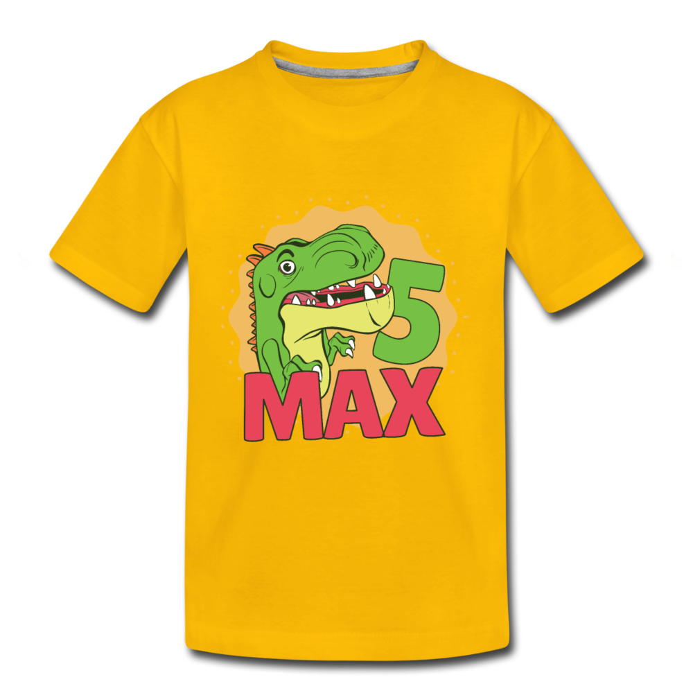 Kinder Premium T-Shirt Dino 5.Geburtstag - Sonnengelb