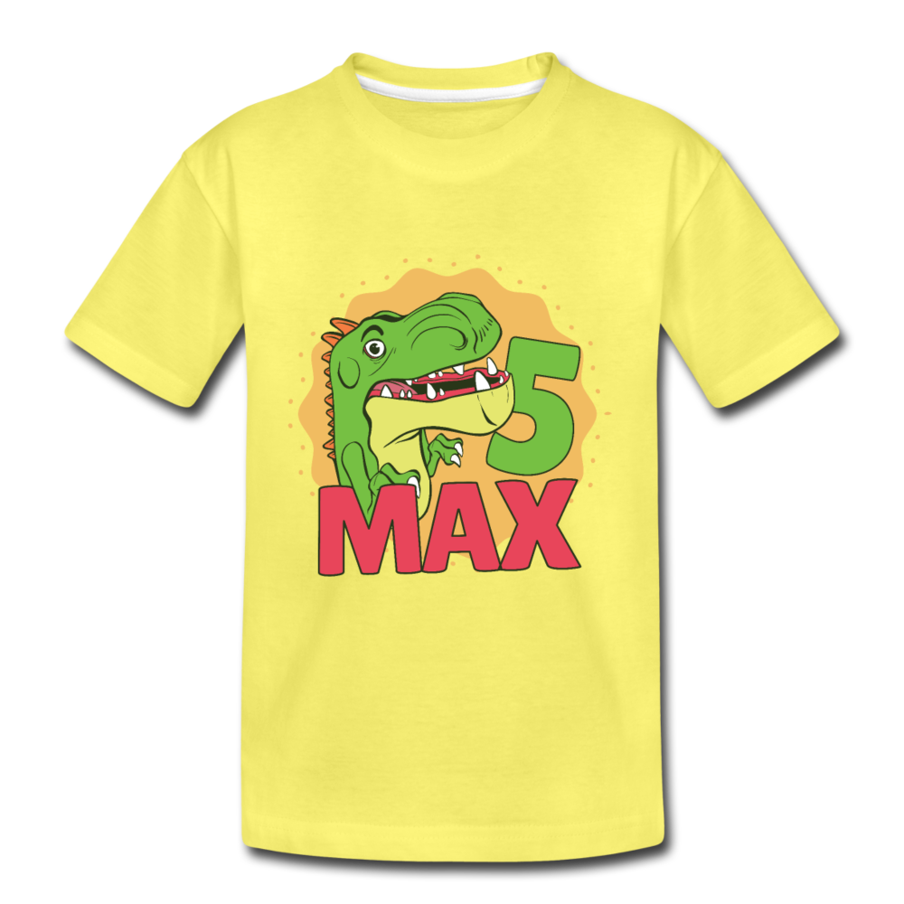 Kinder Premium T-Shirt Dino 5.Geburtstag - Gelb