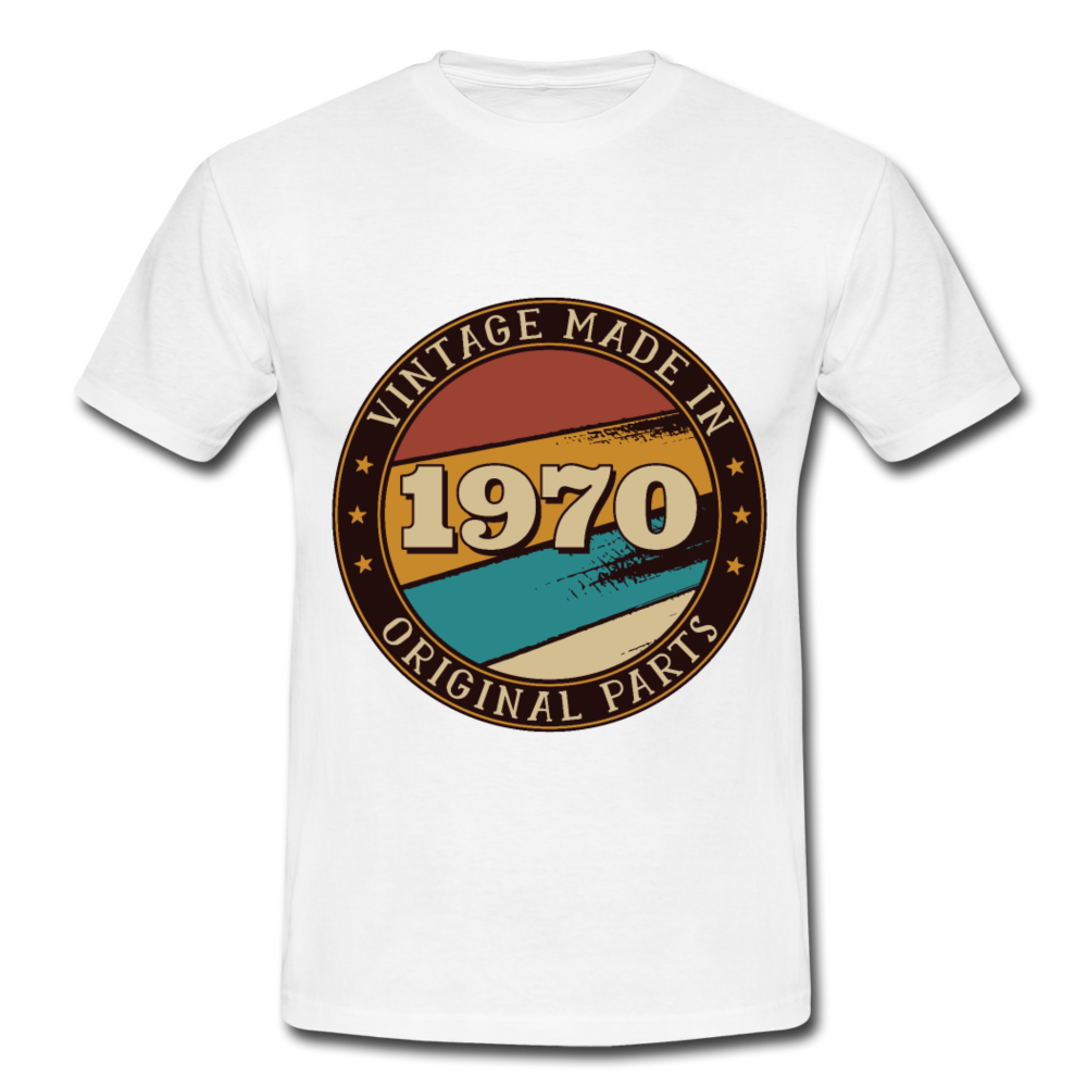 Herren - Männer T-Shirt Vintage  1970 - Weiß