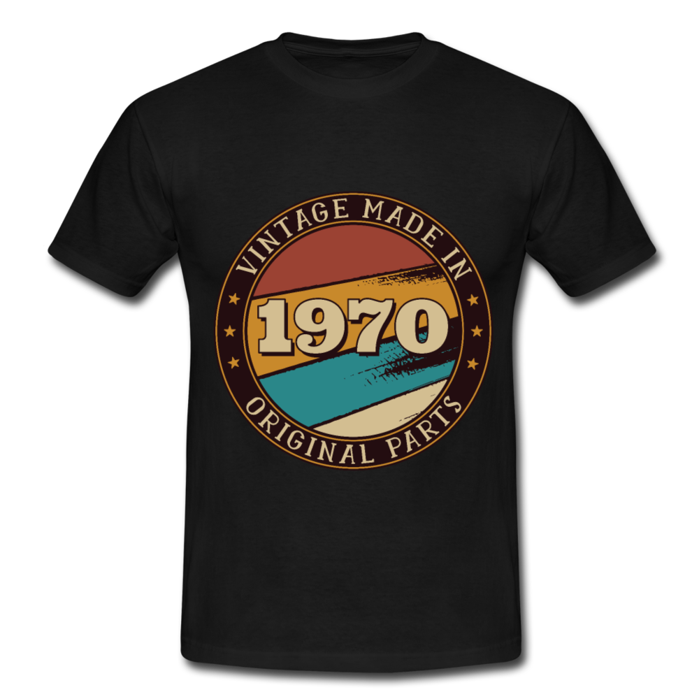 Herren - Männer T-Shirt Vintage  1970 - Schwarz