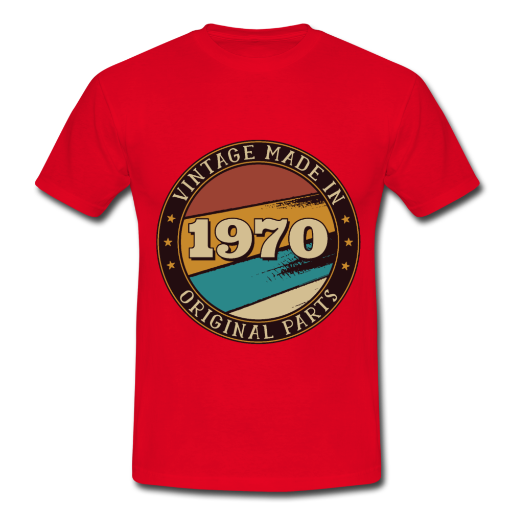 Herren - Männer T-Shirt Vintage  1970 - Rot