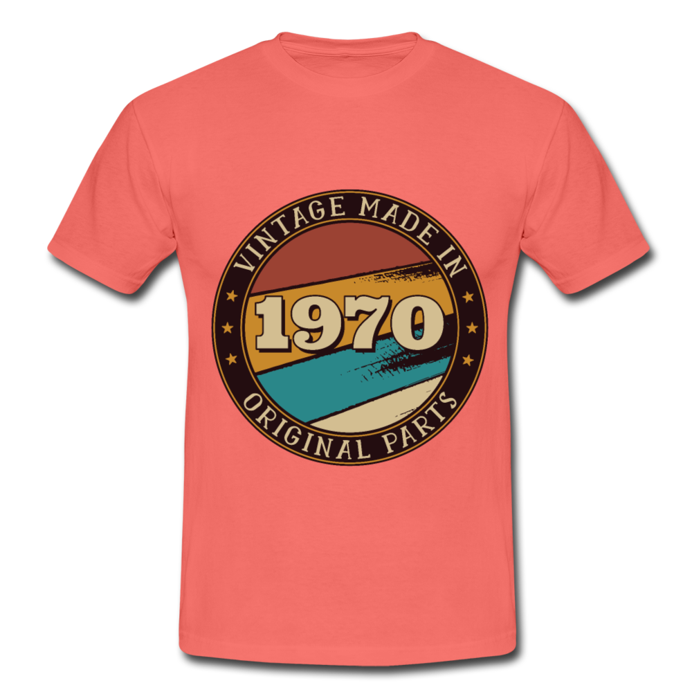 Herren - Männer T-Shirt Vintage  1970 - Koralle