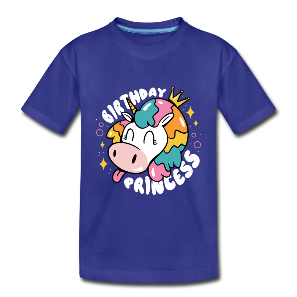 Kinder Premium T- Shirt Geburtstag Prinzessin -Einhorn - Königsblau