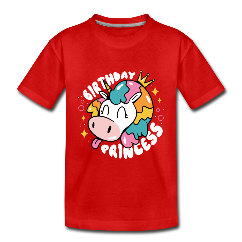 Kinder Premium T- Shirt Geburtstag Prinzessin -Einhorn - Rot