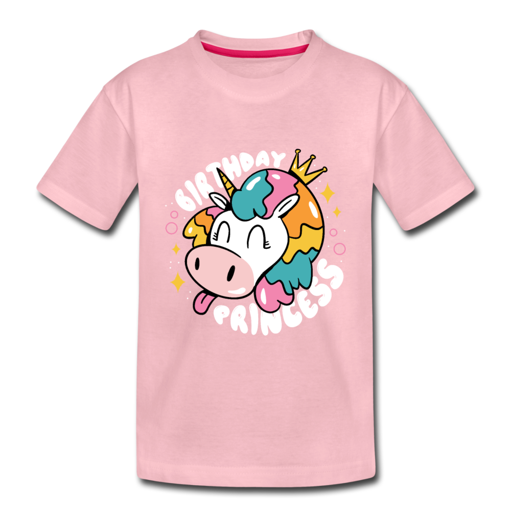 Kinder Premium T- Shirt Geburtstag Prinzessin -Einhorn - Hellrosa