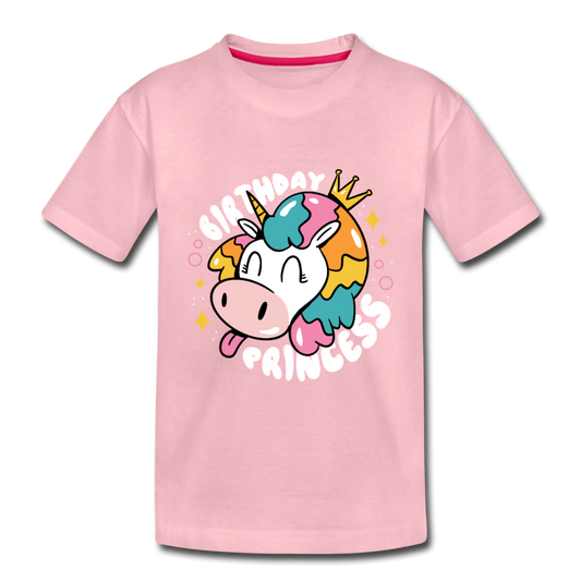 Kinder Premium T- Shirt Geburtstag Prinzessin -Einhorn - Hellrosa