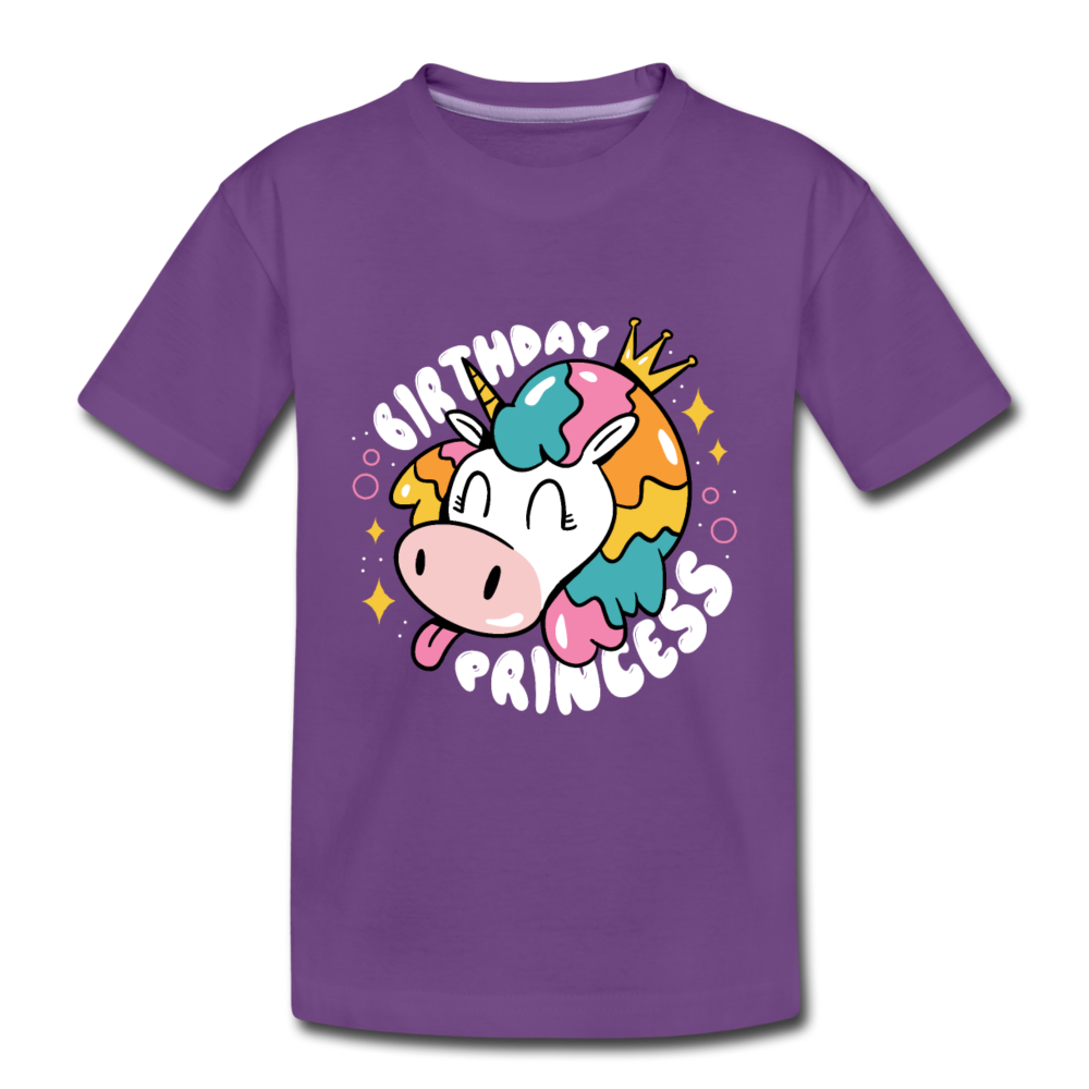Kinder Premium T- Shirt Geburtstag Prinzessin -Einhorn - Lila
