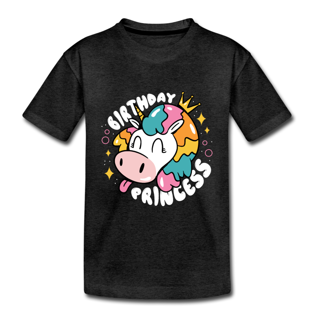 Kinder Premium T- Shirt Geburtstag Prinzessin -Einhorn - Anthrazit