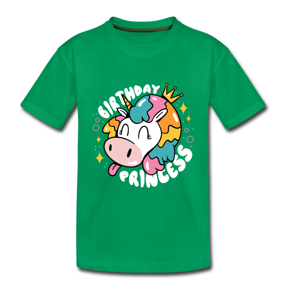 Kinder Premium T- Shirt Geburtstag Prinzessin -Einhorn - Kelly Green