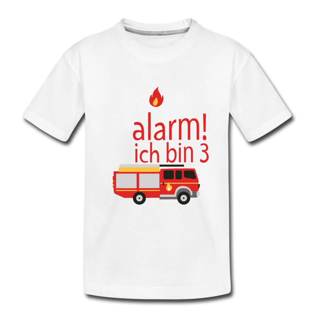 Kinder Premium T-Shirt 3.Geburtstag Feuerwehr - Weiß