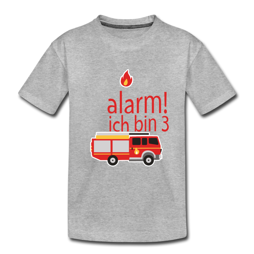 Kinder Premium T-Shirt 3.Geburtstag Feuerwehr - Grau meliert