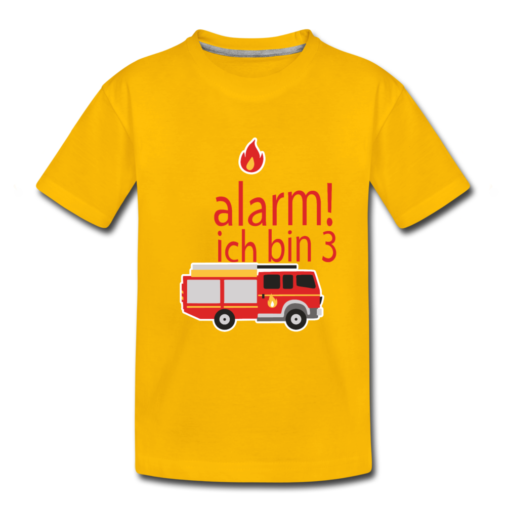 Kinder Premium T-Shirt 3.Geburtstag Feuerwehr - Sonnengelb