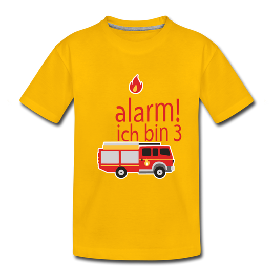 Kinder Premium T-Shirt 3.Geburtstag Feuerwehr - Sonnengelb