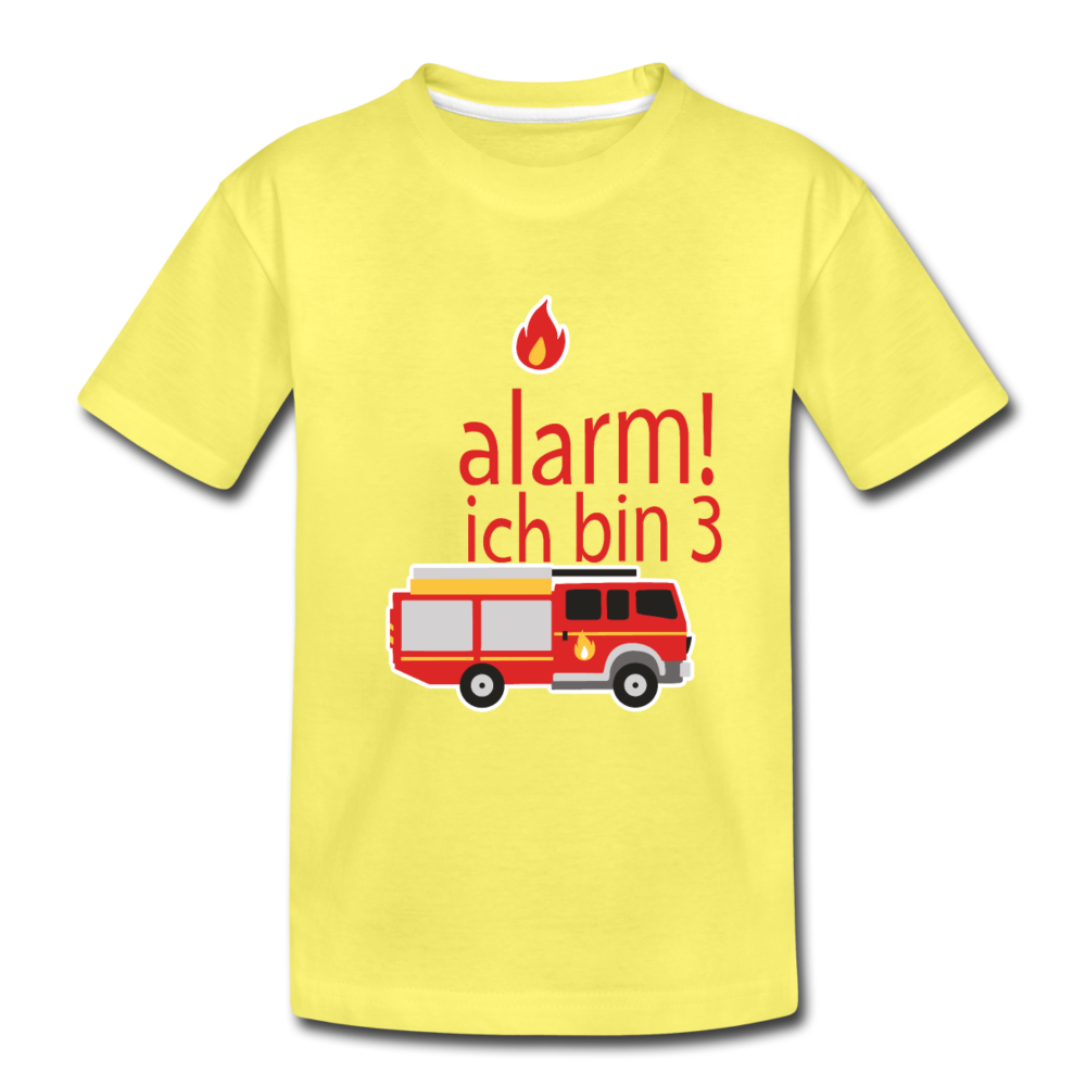 Kinder Premium T-Shirt 3.Geburtstag Feuerwehr - Gelb