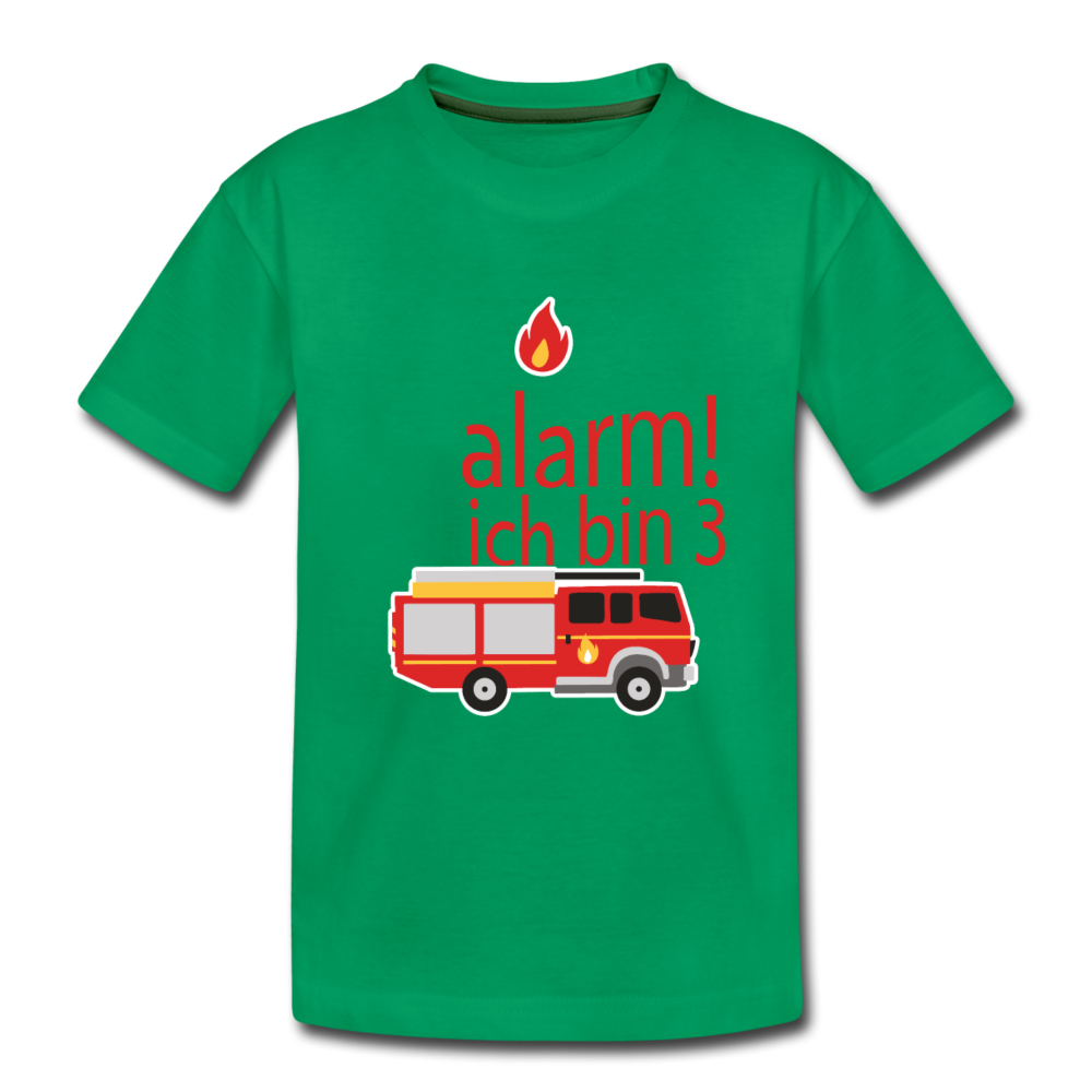Kinder Premium T-Shirt 3.Geburtstag Feuerwehr - Kelly Green
