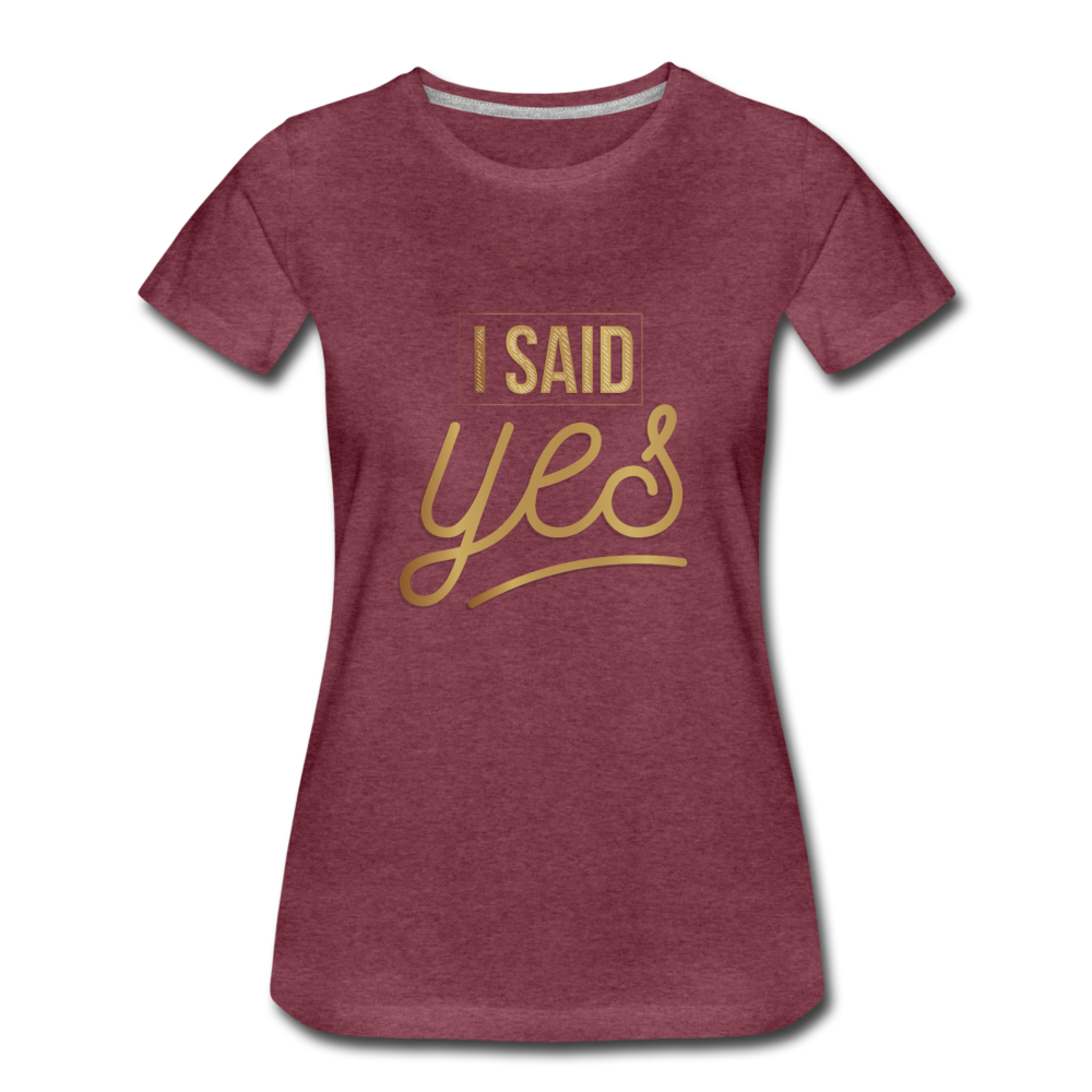 Damen - Frauen Premium T-Shirt I said yes - Hochzeit - Bordeauxrot meliert