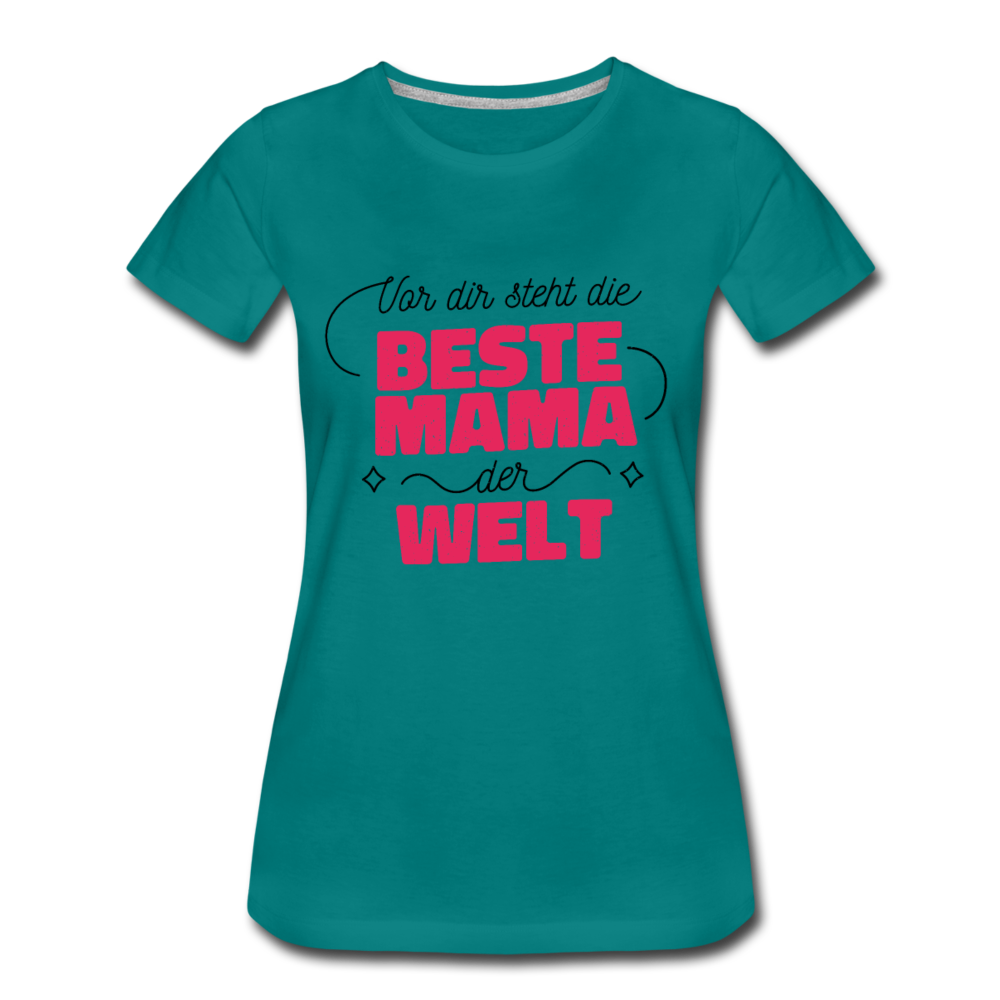 Damen - Frauen Premium T-Shirt Vor dir steht die Beste Mama der Welt - Divablau