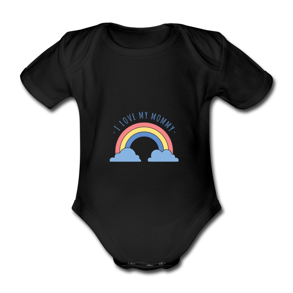 Baby Bio-Kurzarm-Body I love my Mommy - Mama - Schwarz