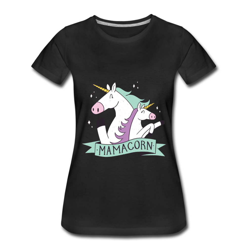 Damen - Frauen Premium T-Shirt Mamacorn - Einhorn - Schwarz