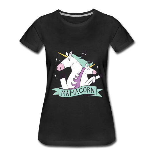 Damen - Frauen Premium T-Shirt Mamacorn - Einhorn - Schwarz