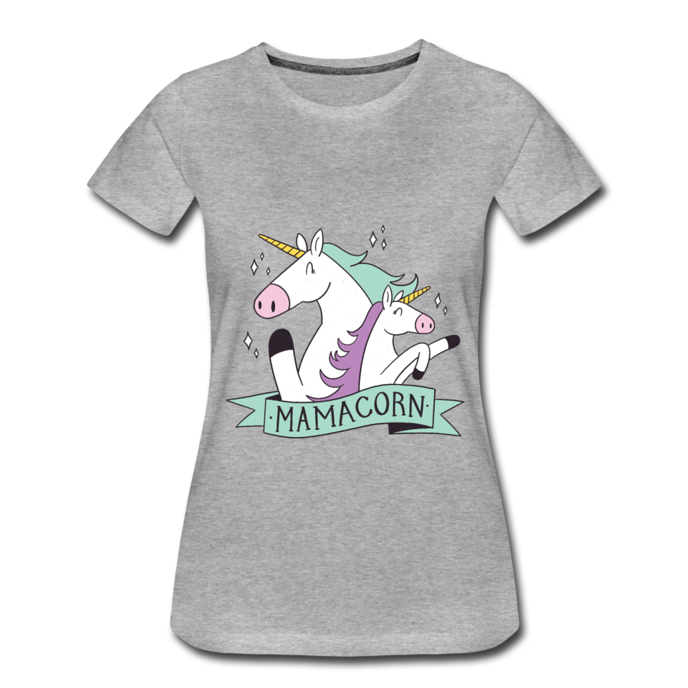Damen - Frauen Premium T-Shirt Mamacorn - Einhorn - Grau meliert