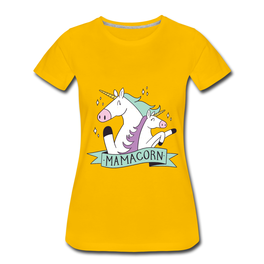Damen - Frauen Premium T-Shirt Mamacorn - Einhorn - Sonnengelb
