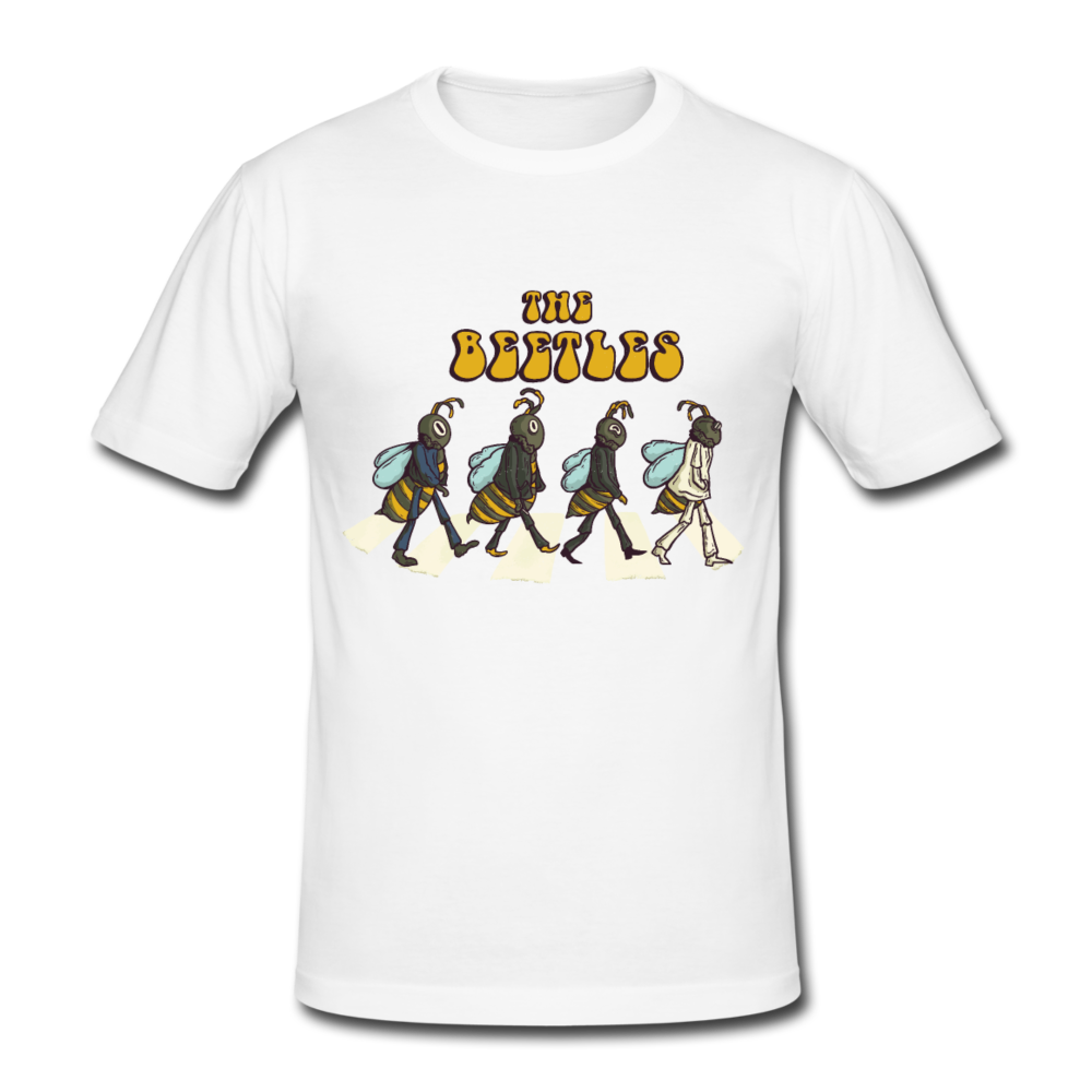 Herren -Männer Gildan Heavy T-Shirt The Beetles - Beatles Parodie - Weiß