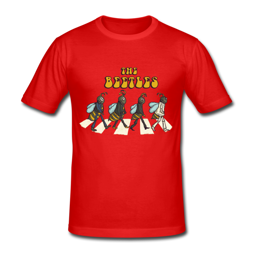 Herren -Männer Gildan Heavy T-Shirt The Beetles - Beatles Parodie - Rot