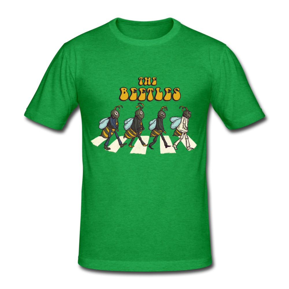 Herren -Männer Gildan Heavy T-Shirt The Beetles - Beatles Parodie - Grün meliert