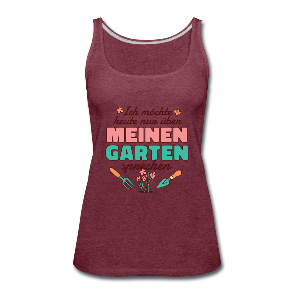 Damen Frauen Premium Tank Top Nur über meinen Garten reden - Bordeauxrot meliert