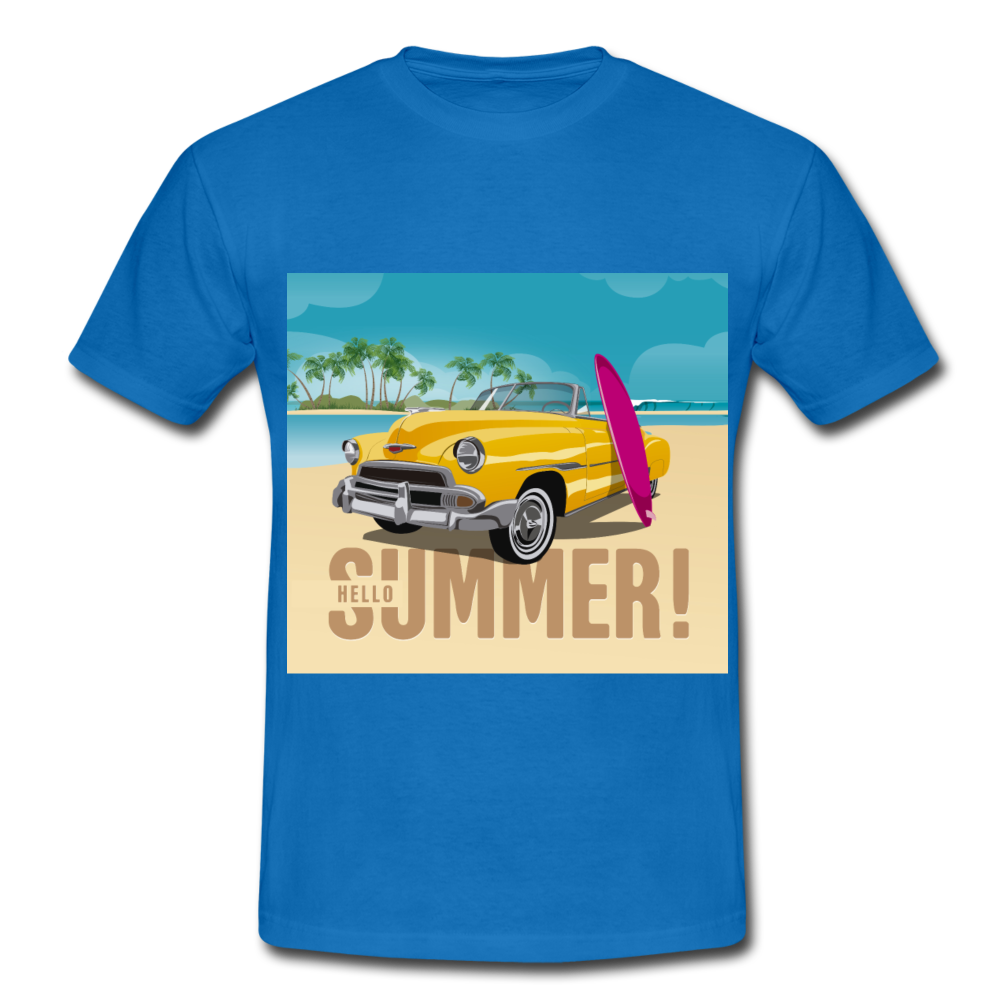 Herren - Männer T-Shirt Surfen Hallo Sommer Oldtimer - Royalblau