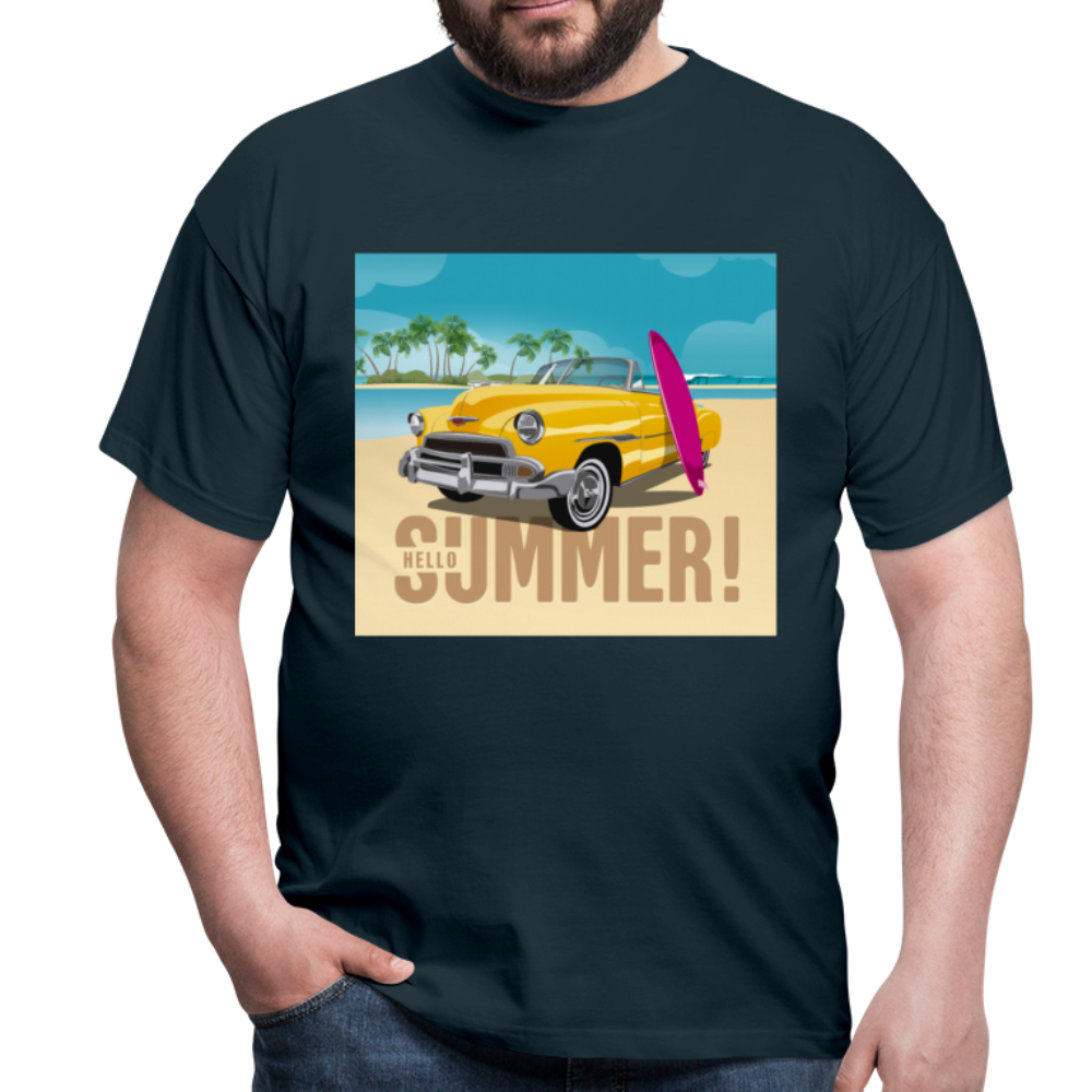 Herren - Männer T-Shirt Surfen Hallo Sommer Oldtimer - Navy