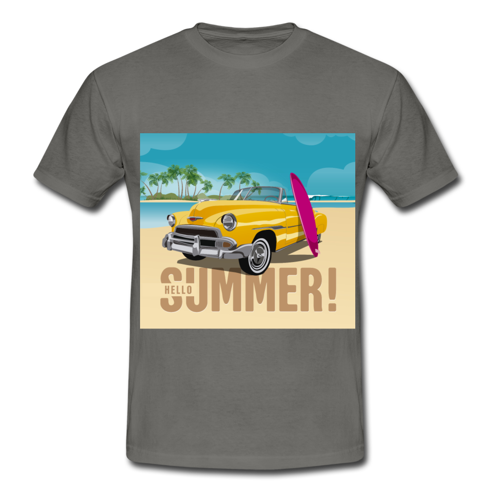 Herren - Männer T-Shirt Surfen Hallo Sommer Oldtimer - Graphit