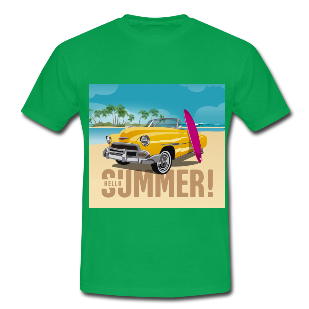 Herren - Männer T-Shirt Surfen Hallo Sommer Oldtimer - Kelly Green